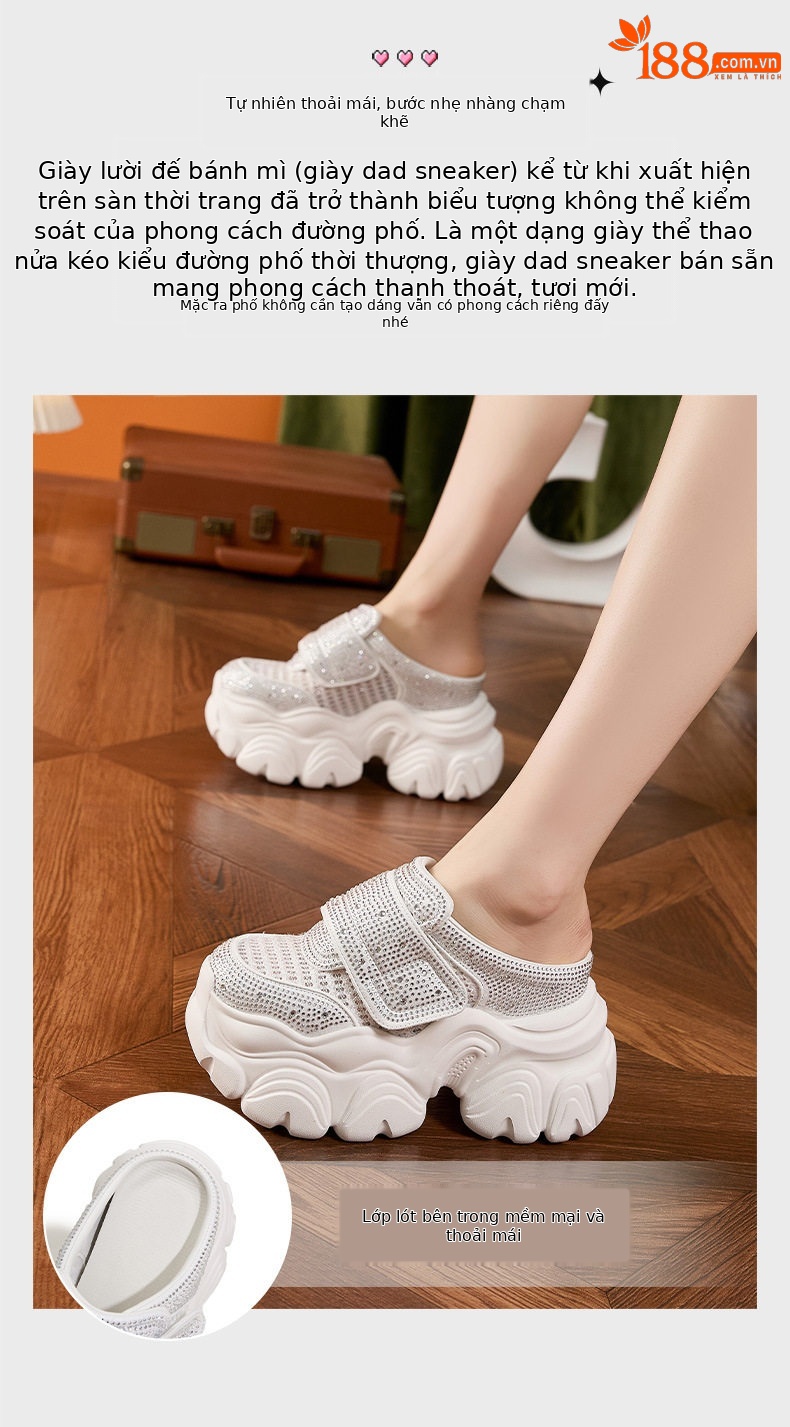 Dép sandal nữ đế dày mũi tròn phong cách Bugatti mùa hè — Bạc, Trắng chi tiết 5
