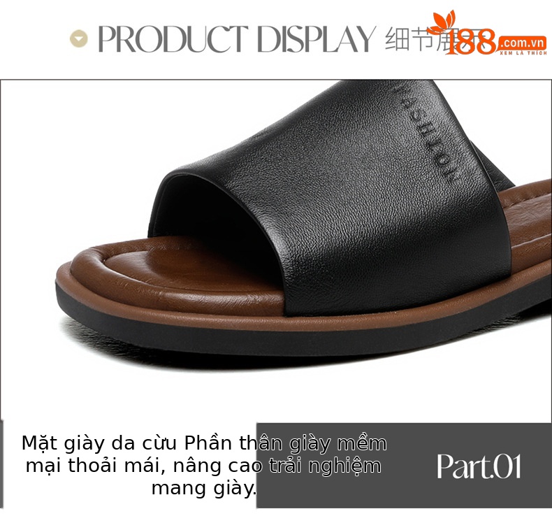 Dép sandal nữ da bò siêu mềm kiểu La Mã 2026 đế bệt chống trượt — 7188 màu đen, 7188 màu be chi tiết 15