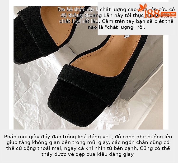 Sandal cao gót nữ hở mũi mũi vuông quai sau đơn giản phong cách Pháp — Màu đen, Màu trắng be, Màu bạc chi tiết 8