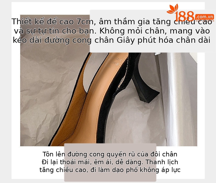 Sandal cao gót nữ hở mũi mũi vuông quai sau đơn giản phong cách Pháp — Màu đen, Màu trắng be, Màu bạc chi tiết 10