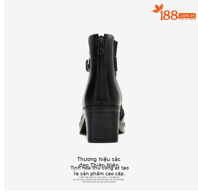 Boot lưới cao gót nữ cổ thấp mũi nhọn đế xuồng gót 6 cm — Màu đen 6cm chi tiết 19