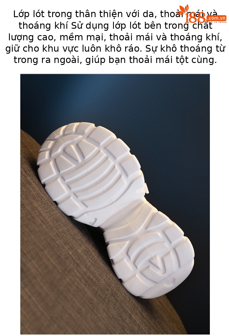Giày sneaker nữ đế dày chunky thoáng khí mặt lưới đục lỗ độn cao bên trong — Màu trắng chi tiết 9