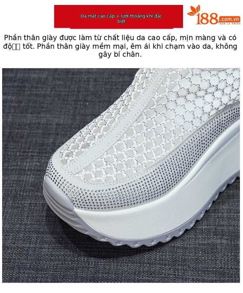 Giày sandal nữ đế dày tăng chiều cao mũi tròn lưới thoáng khí phong cách thể thao — M2839 màu xanh lam, M2839 màu be, M2839 màu đen, M2839 màu tím chi tiết 7