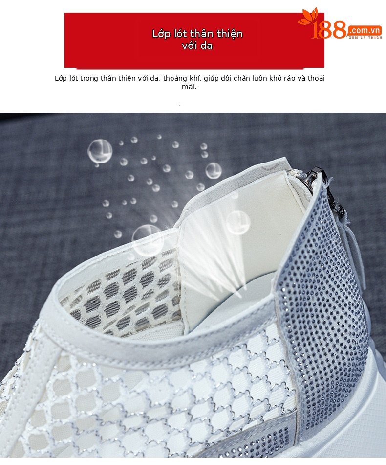 Giày sandal nữ đế dày tăng chiều cao mũi tròn lưới thoáng khí phong cách thể thao — M2839 màu xanh lam, M2839 màu be, M2839 màu đen, M2839 màu tím chi tiết 8