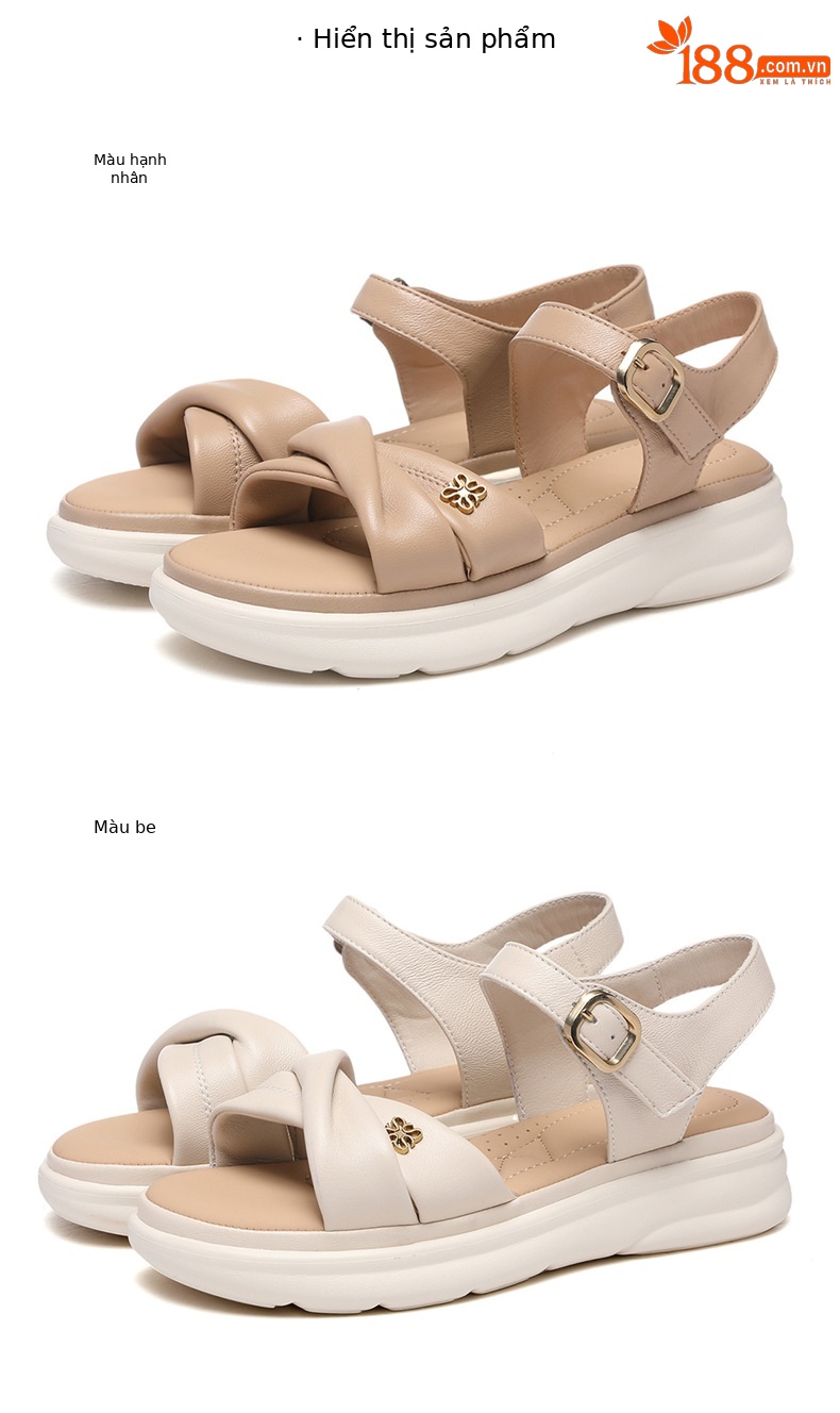 Sandal nữ đế dày mềm chống trượt phong cách thường ngày mùa hè — 7170 màu be, 7170 màu mơ chi tiết 18