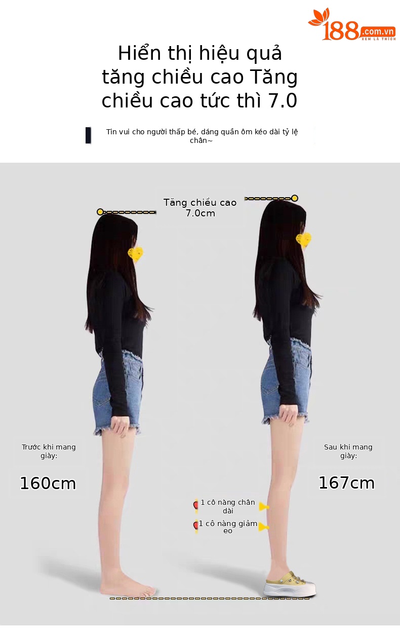 Dép bao đầu nhỏ đế dày tăng chiều cao bên trong cho nữ, form slip-on đế xuồng mùa hè — Màu trắng, Màu vàng chi tiết 4