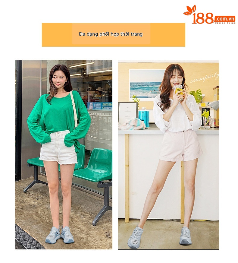 Giày sneaker nữ đế dày tăng chiều cao, phong cách thể thao, chất liệu lưới dệt thoáng khí, mẫu mới hè 2026 — M2858 Màu tím, M2858 màu be, M2858 màu xanh lam chi tiết 5