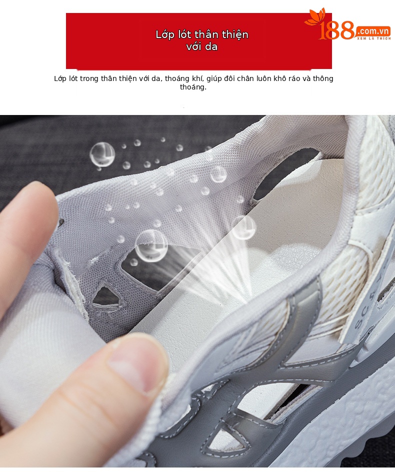 Giày sneaker nữ đế dày tăng chiều cao, phong cách thể thao, chất liệu lưới dệt thoáng khí, mẫu mới hè 2026 — M2858 Màu tím, M2858 màu be, M2858 màu xanh lam chi tiết 7