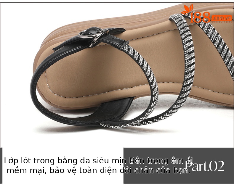 Sandal nữ kiểu Pháp quai ngang đính đá gót xuồng 2026 — 7197 màu be, 7197 màu đen chi tiết 16