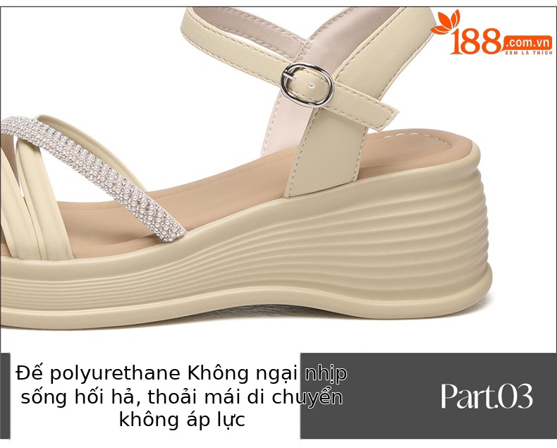 Dép sandal quai ngang nữ đế dày phong cách tiên nữ đính đá siêu nhẹ mùa hè — 7196 màu be, 7196 Màu xanh lá cây chi tiết 17