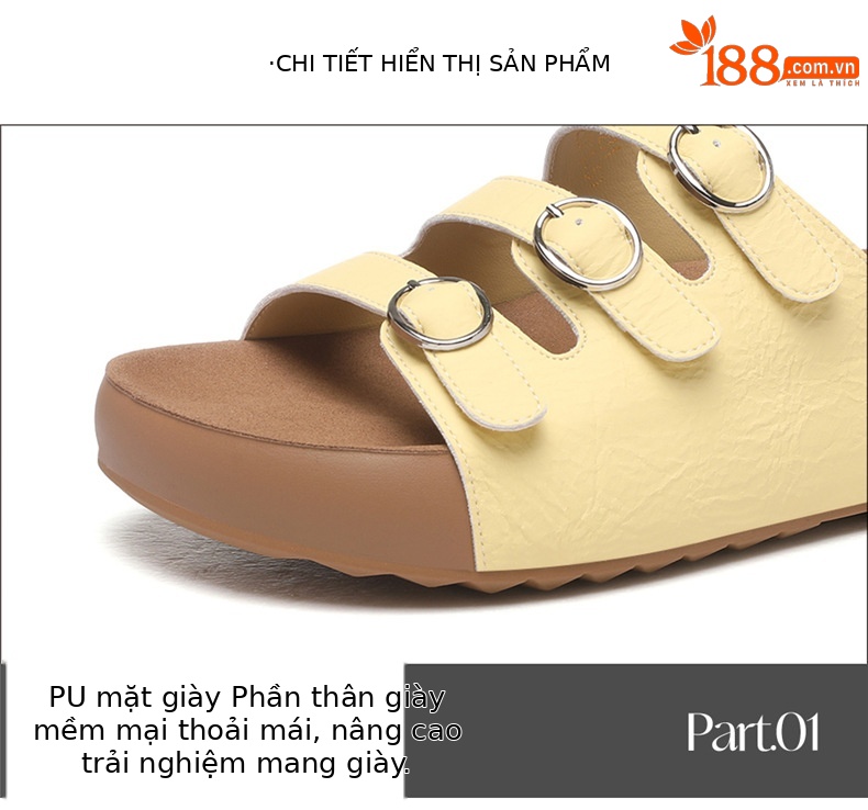 Dép xỏ ngón nữ kiểu Pháp retro đế dày, đi biển chống trượt mùa hè — 7231 màu vàng, 7231 màu be chi tiết 15
