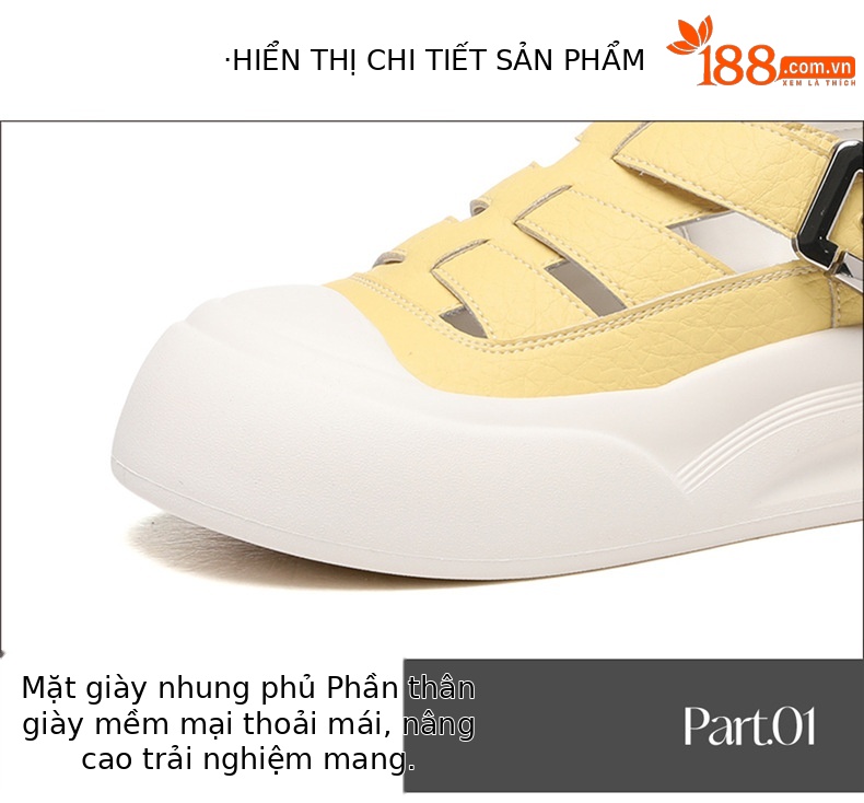Dép sandal nữ bít mũi đế dày thoáng khí phong cách thể thao — 7235 Màu vàng, 7235 màu be chi tiết 15