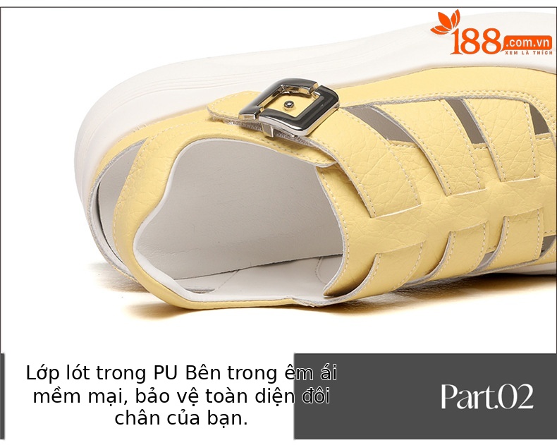 Dép sandal nữ bít mũi đế dày thoáng khí phong cách thể thao — 7235 Màu vàng, 7235 màu be chi tiết 16