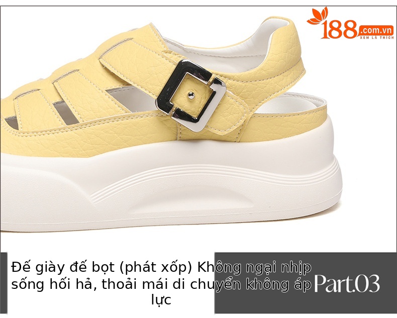 Dép sandal nữ bít mũi đế dày thoáng khí phong cách thể thao — 7235 Màu vàng, 7235 màu be chi tiết 17