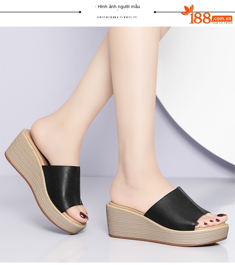 Dép sandal nữ đế xuồng mùa hè 2026, quai chữ V đơn giản, đế dày chống nước — 12052 Màu đen, 12052 màu be chi tiết 5