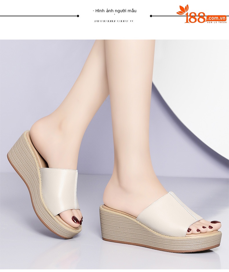 Dép sandal nữ đế xuồng mùa hè 2026, quai chữ V đơn giản, đế dày chống nước — 12052 Màu đen, 12052 màu be chi tiết 10