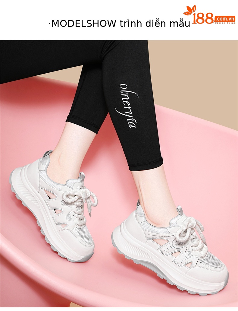Giày sneaker nữ đế dày da thật thoáng khí kiểu dáng xu hướng mùa hè 2026, dép quai hậu khoét lỗ — 7218 mét xám, Màu mơ 7218 chi tiết 3