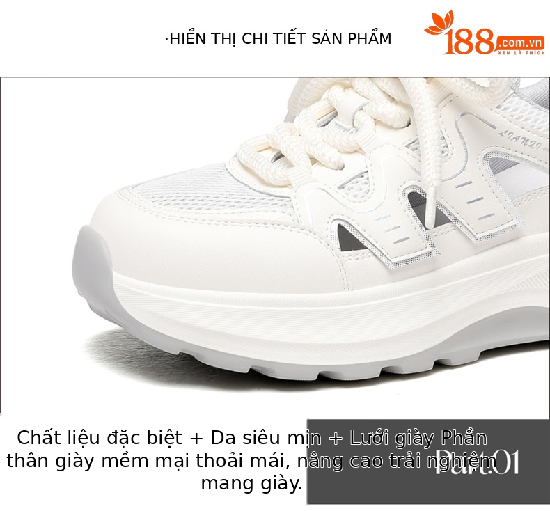 Giày sneaker nữ đế dày da thật thoáng khí kiểu dáng xu hướng mùa hè 2026, dép quai hậu khoét lỗ — 7218 mét xám, Màu mơ 7218 chi tiết 15