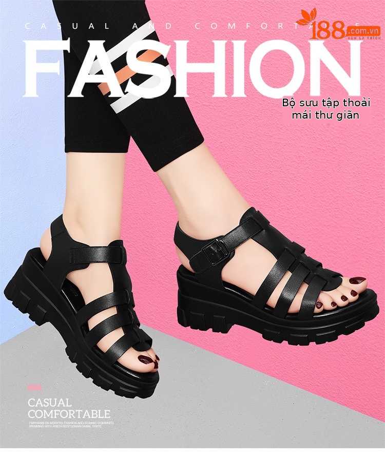 Dép sandal thể thao nữ đế wedge rỗng da thật phong cách La Mã gót 6.5–7 cm — 7177 Elegant Mi JST Chiều cao gót 6.6CM, 5766 Thanh Lịch Mi GQ Gót Cao 7CM, 7177 đen JST gót cao 6.6CM, 12077 Thanh Lịch Mi JST Chiều Cao Gót 6.5CM chi tiết 1