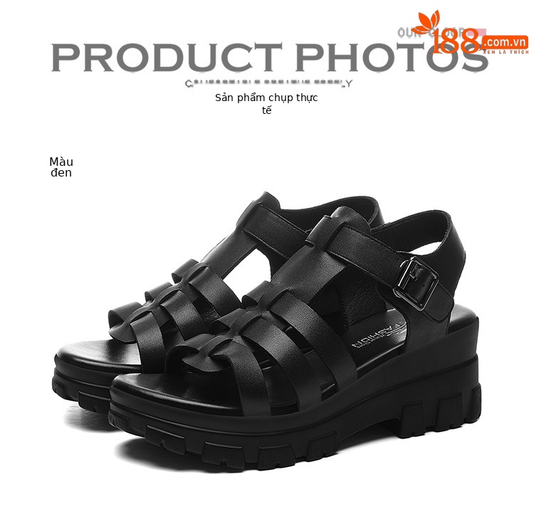 Dép sandal thể thao nữ đế wedge rỗng da thật phong cách La Mã gót 6.5–7 cm — 7177 Elegant Mi JST Chiều cao gót 6.6CM, 5766 Thanh Lịch Mi GQ Gót Cao 7CM, 7177 đen JST gót cao 6.6CM, 12077 Thanh Lịch Mi JST Chiều Cao Gót 6.5CM chi tiết 15