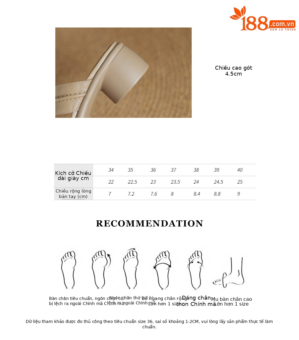 Dép sandal nữ da cừu hở ngón quai ngang gót 4,5 cm — Màu trắng be chi tiết 4