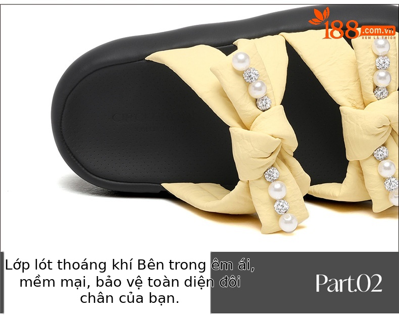 Dép sandal nữ quai chữ V đế dày phong cách Hàn Quốc đính ngọc trai nhỏ — 7228 màu be, 7228 màu vàng chi tiết 16