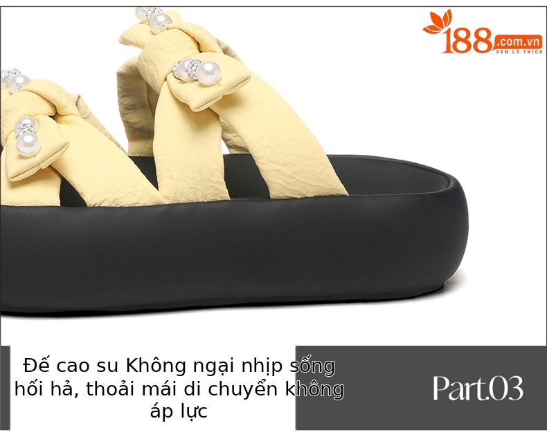 Dép sandal nữ quai chữ V đế dày phong cách Hàn Quốc đính ngọc trai nhỏ — 7228 màu be, 7228 màu vàng chi tiết 17