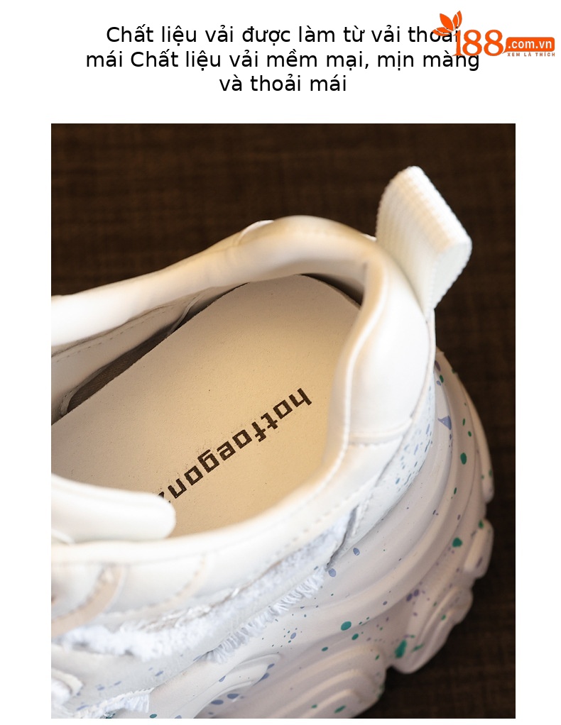 Giày sneaker nữ đế dày chunky lưới thoáng khí tăng chiều cao — Màu trắng chi tiết 8