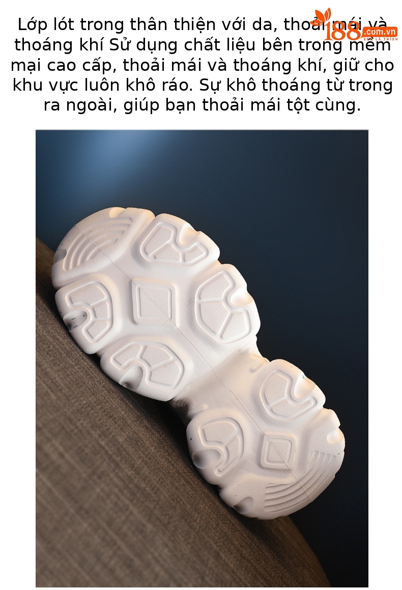 Giày sneaker nữ đế dày chunky lưới thoáng khí tăng chiều cao — Màu trắng chi tiết 9