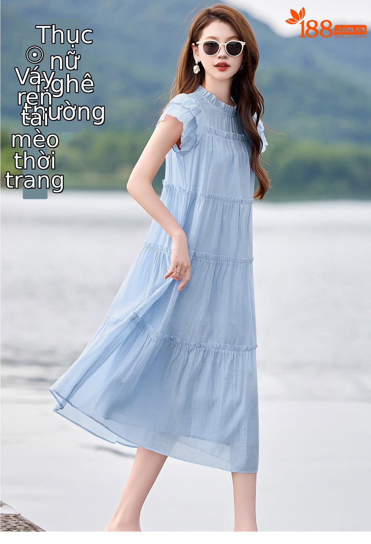 Váy liền suông midi che bụng thời trang hè 2025 dáng rộng khí chất LM6906 — Màu hồng, Màu trắng chi tiết 12