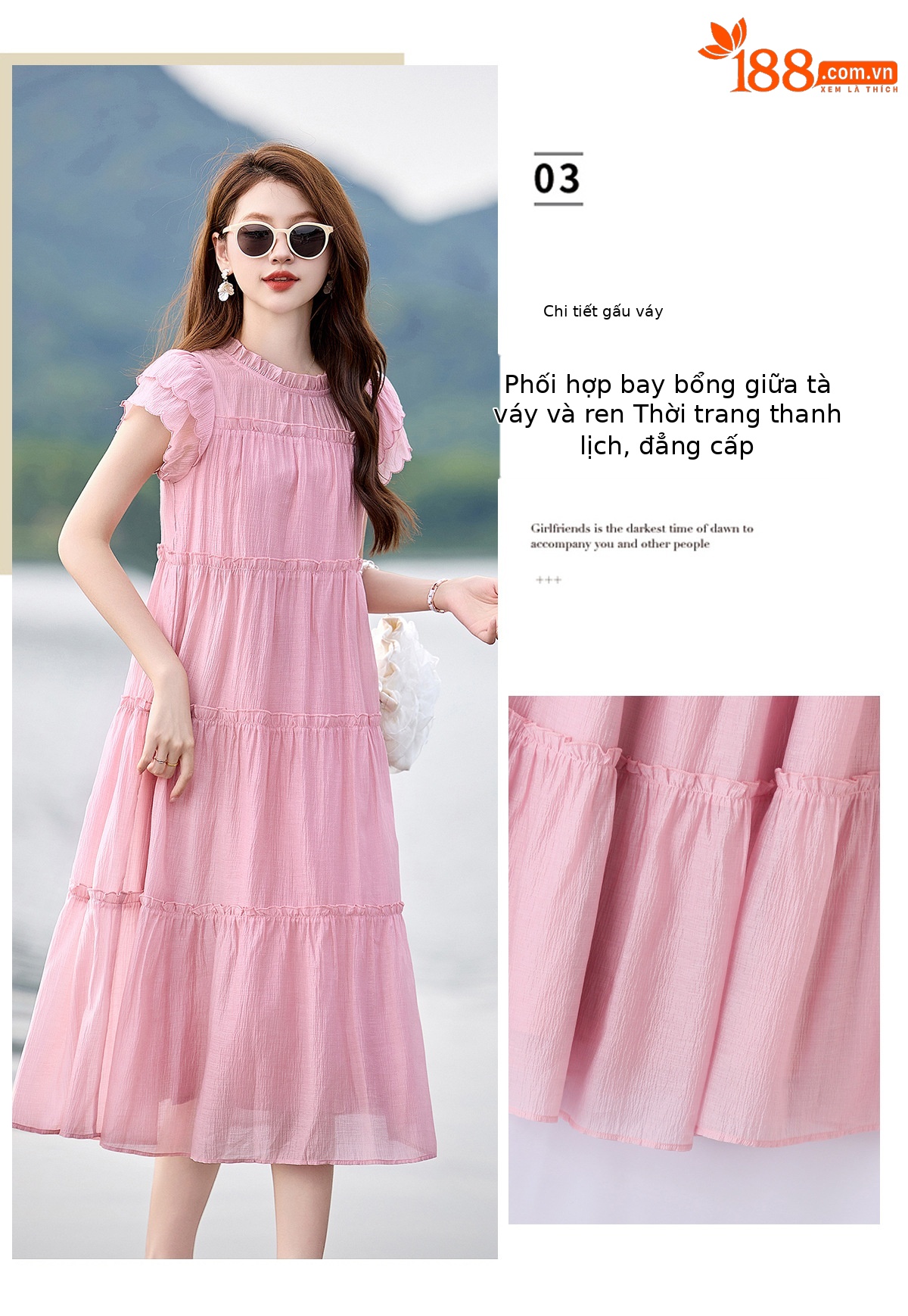 Váy liền suông midi che bụng thời trang hè 2025 dáng rộng khí chất LM6906 — Màu hồng, Màu trắng chi tiết 17