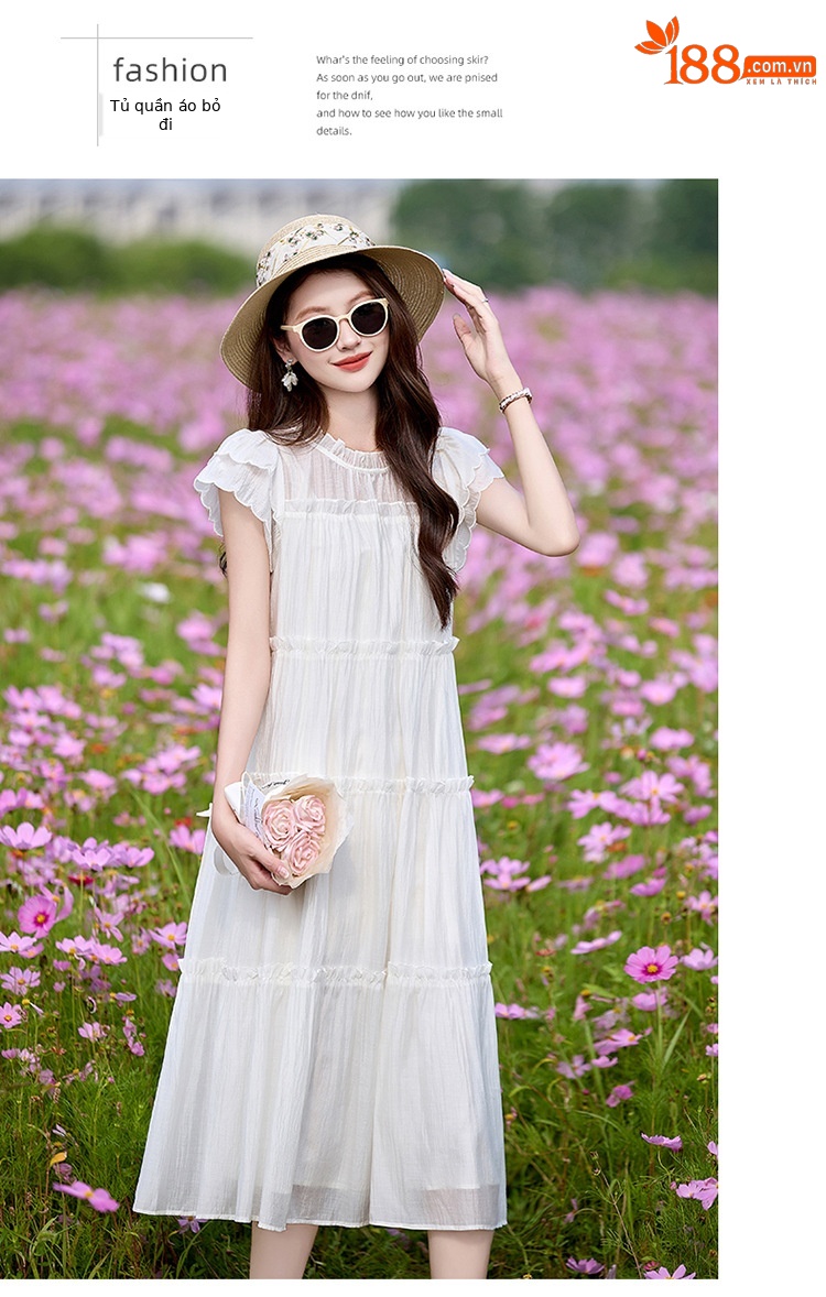 Váy liền suông midi che bụng thời trang hè 2025 dáng rộng khí chất LM6906 — Màu hồng, Màu trắng chi tiết 37