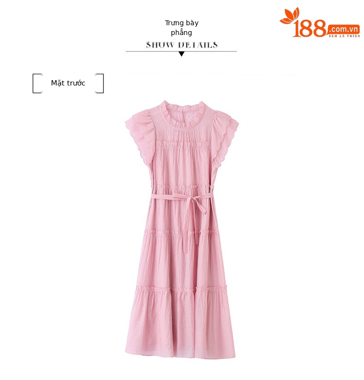 Váy liền suông midi che bụng thời trang hè 2025 dáng rộng khí chất LM6906 — Màu hồng, Màu trắng chi tiết 41