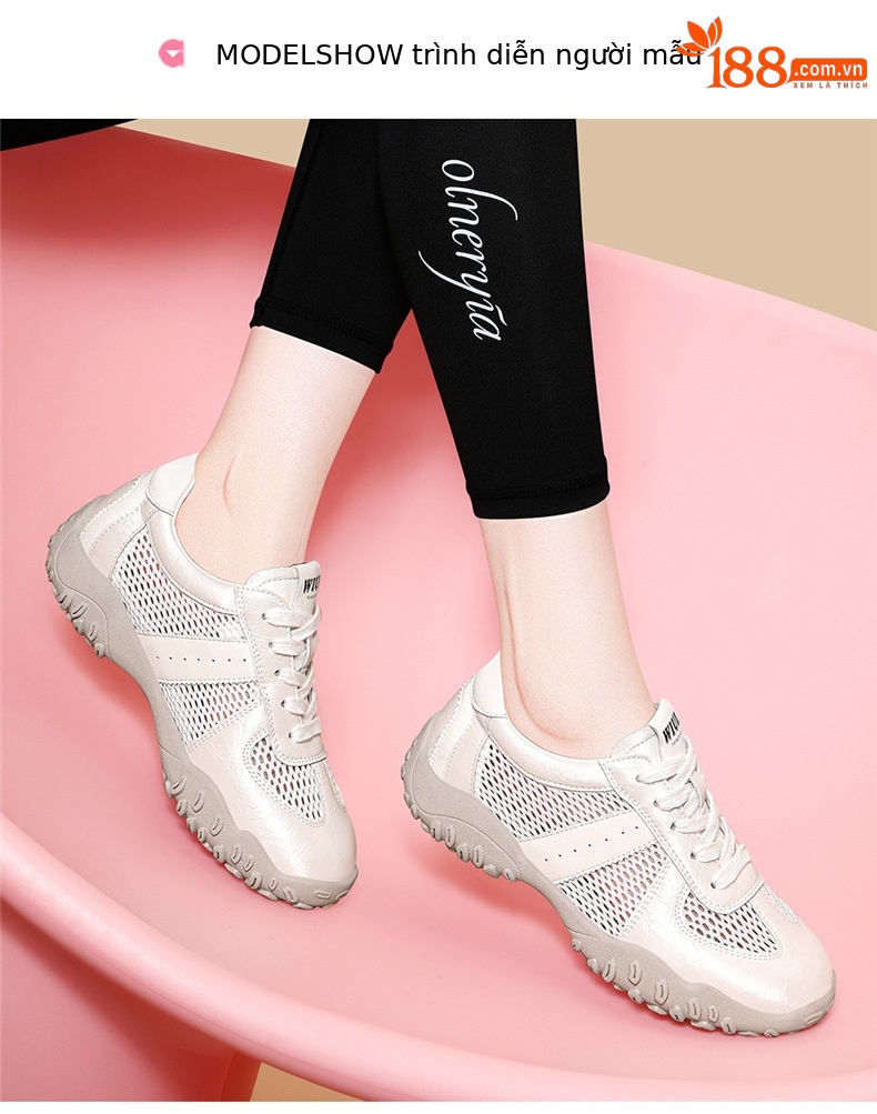 Giày sneaker nữ đế dày lưới da thật thoáng khí mùa hè 2025 phong cách Đức Huấn — Lưới JST 7233m màu, Lưới vàng JST 7233 chi tiết 8