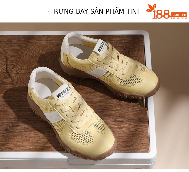 Giày sneaker nữ đế dày lưới da thật thoáng khí mùa hè 2025 phong cách Đức Huấn — Lưới JST 7233m màu, Lưới vàng JST 7233 chi tiết 14
