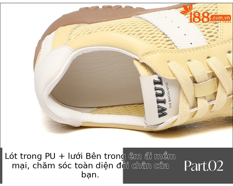 Giày sneaker nữ đế dày lưới da thật thoáng khí mùa hè 2025 phong cách Đức Huấn — Lưới JST 7233m màu, Lưới vàng JST 7233 chi tiết 16