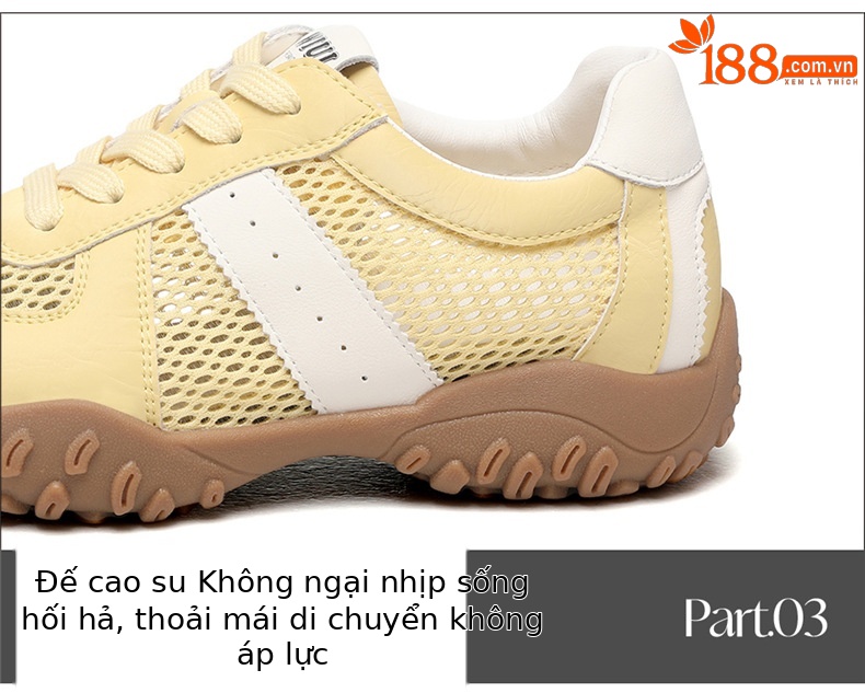 Giày sneaker nữ đế dày lưới da thật thoáng khí mùa hè 2025 phong cách Đức Huấn — Lưới JST 7233m màu, Lưới vàng JST 7233 chi tiết 17
