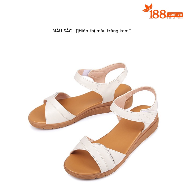 Dép sandal nữ đế bệt mềm, quai da, thoải mái cho người trung niên và cao tuổi — Đỏ rượu chi tiết 27