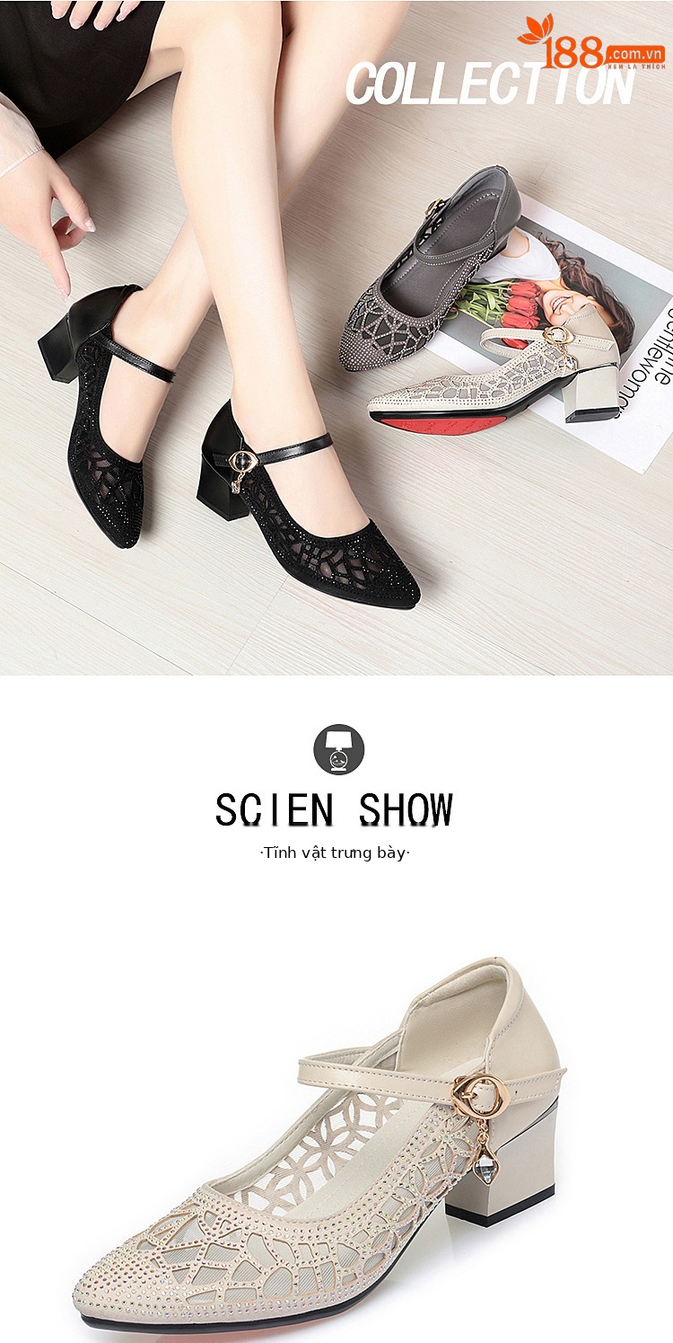 Dép sandal nữ quai chữ V da thật lưới thoáng khí đế mềm chống trượt — Màu be chi tiết 12