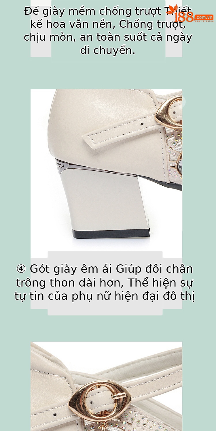 Dép sandal nữ quai chữ V da thật lưới thoáng khí đế mềm chống trượt — Màu be chi tiết 6