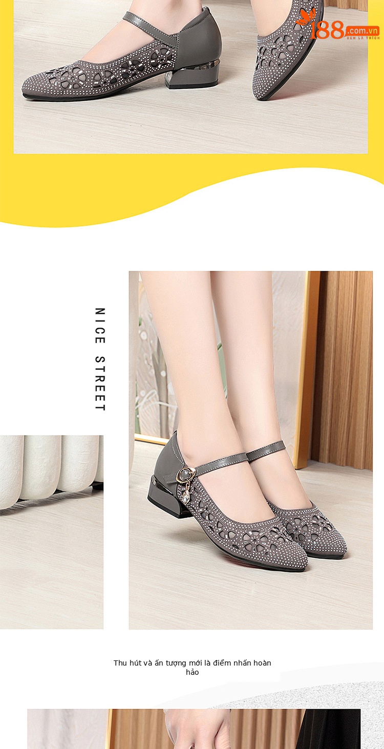 Giày lưới nữ đế bằng thoáng mát mùa hè — Màu be chi tiết 4
