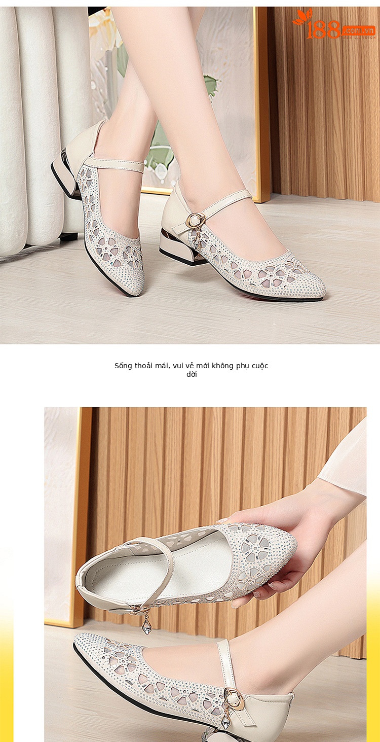 Giày lưới nữ đế bằng thoáng mát mùa hè — Màu be chi tiết 6