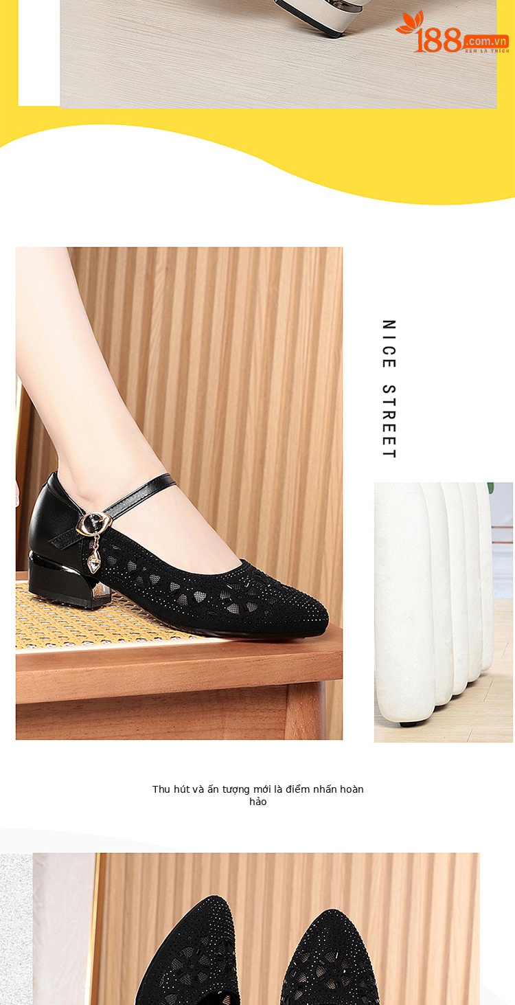 Giày lưới nữ đế bằng thoáng mát mùa hè — Màu be chi tiết 7