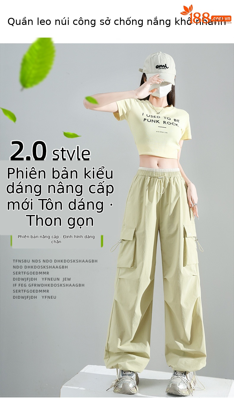 Quần ống rộng chống nắng leo núi nữ mỏng mát mùa hè dáng suông — Màu đen chi tiết 1