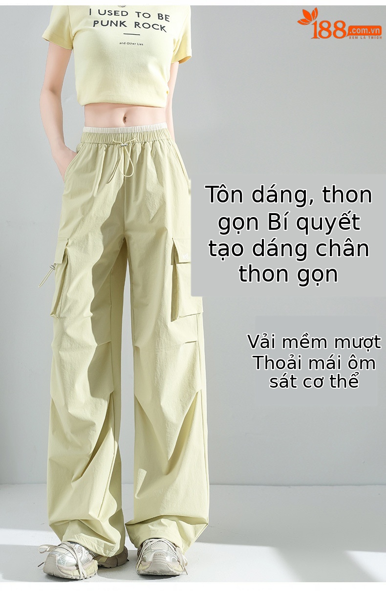 Quần ống rộng chống nắng leo núi nữ mỏng mát mùa hè dáng suông — Màu đen chi tiết 3