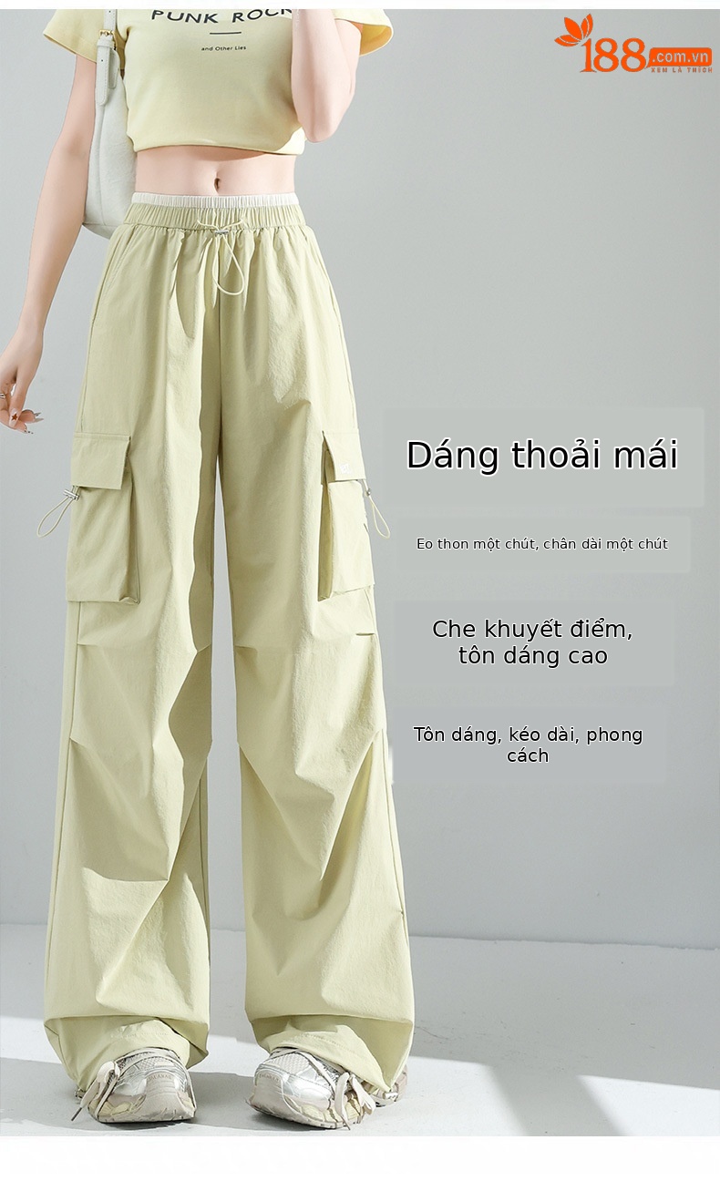 Quần ống rộng chống nắng leo núi nữ mỏng mát mùa hè dáng suông — Màu đen chi tiết 10