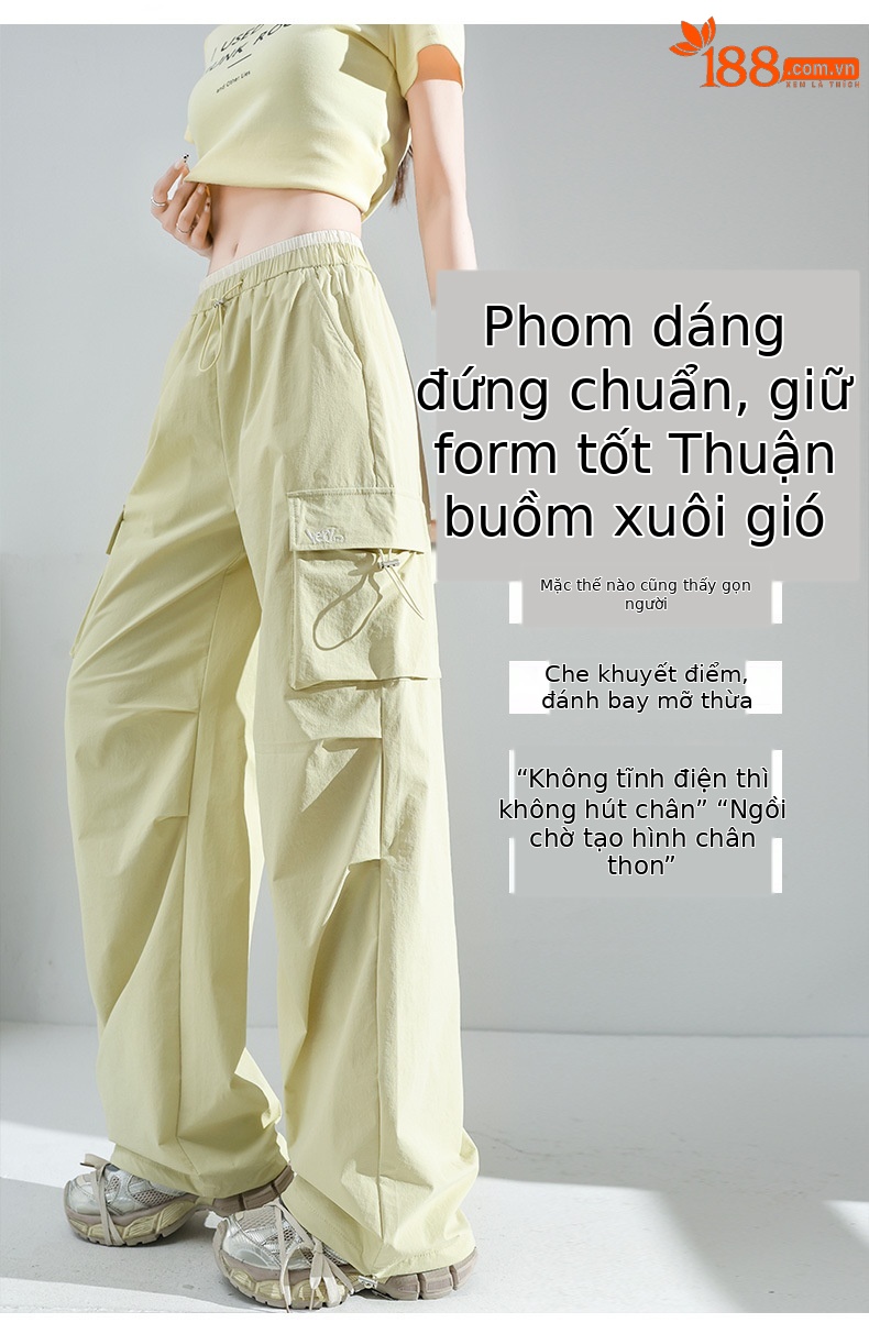 Quần ống rộng chống nắng leo núi nữ mỏng mát mùa hè dáng suông — Màu đen chi tiết 2