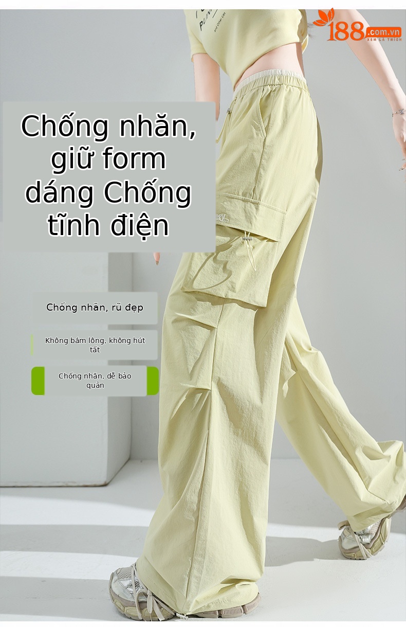 Quần ống rộng chống nắng leo núi nữ mỏng mát mùa hè dáng suông — Màu đen chi tiết 5