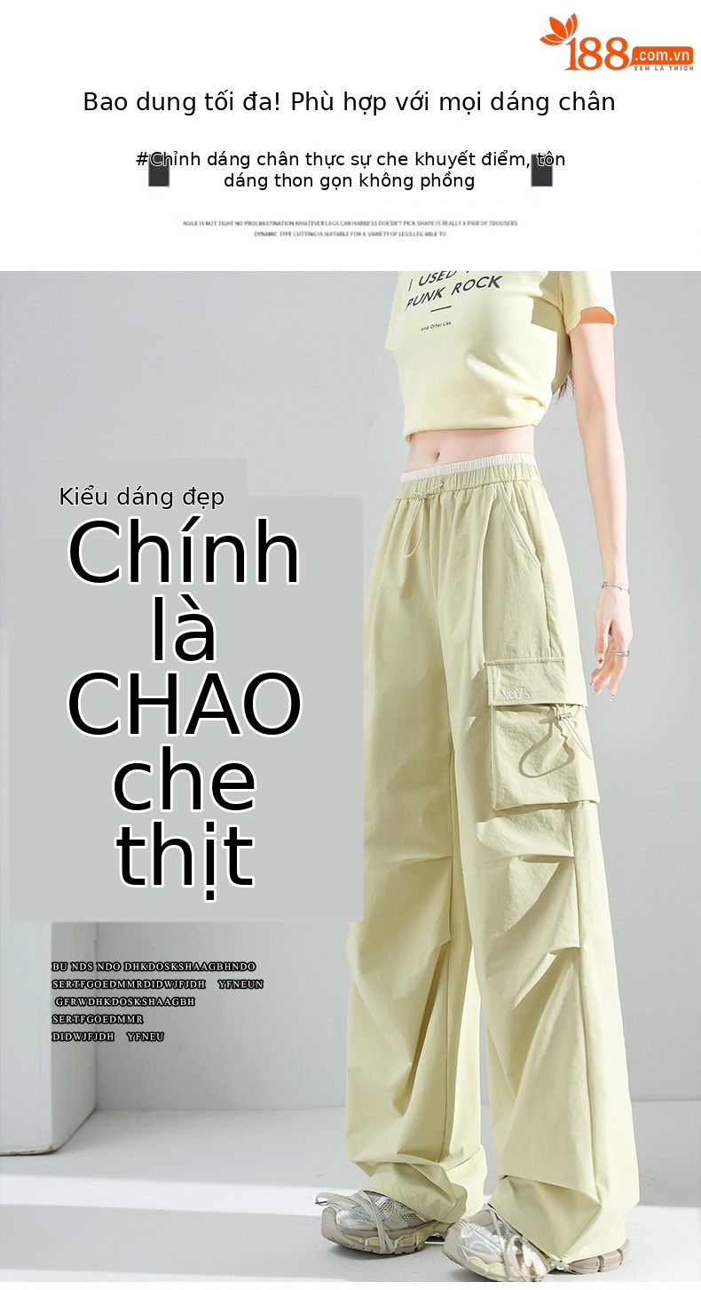 Quần ống rộng chống nắng leo núi nữ mỏng mát mùa hè dáng suông — Màu đen chi tiết 11