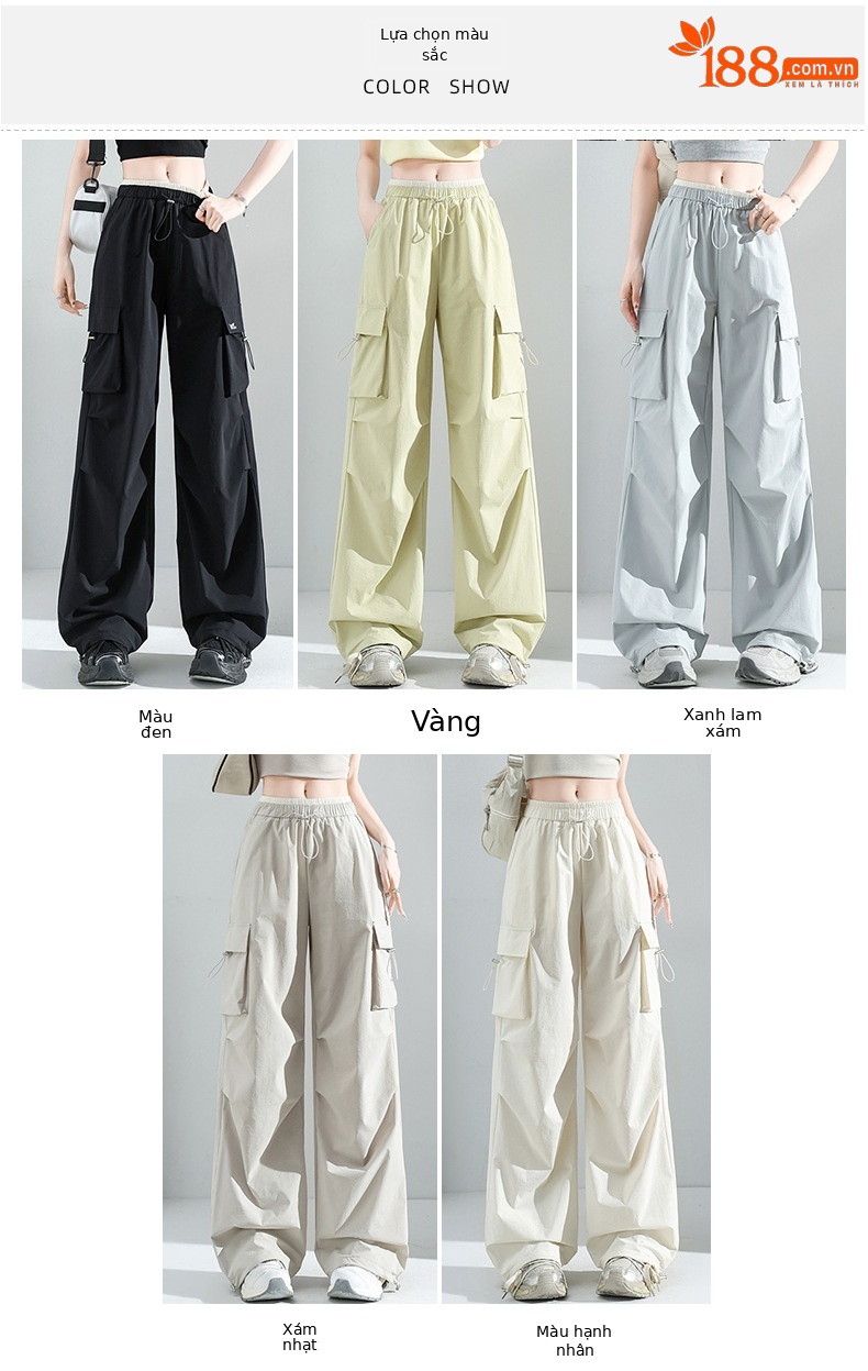 Quần ống rộng chống nắng leo núi nữ mỏng mát mùa hè dáng suông — Màu đen chi tiết 17